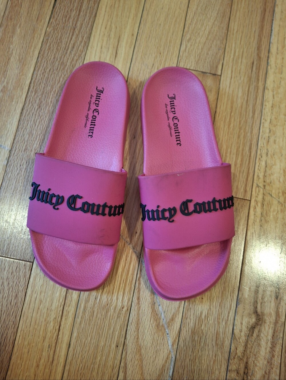 Juicy Couture Hot Pink Logo Slide Sandals